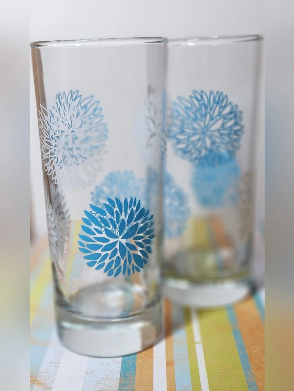 Vintage 1970's IKEA Atomic Sunburst Tom Collins Glasses Highball Tumblers